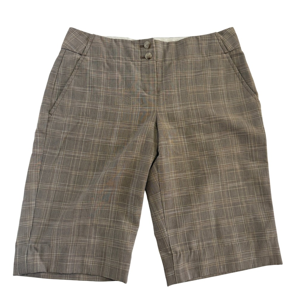 The Limited Cassidy Fit Brown Glen Plaid Bermuda Shorts 4 Stretch MAVN0298
